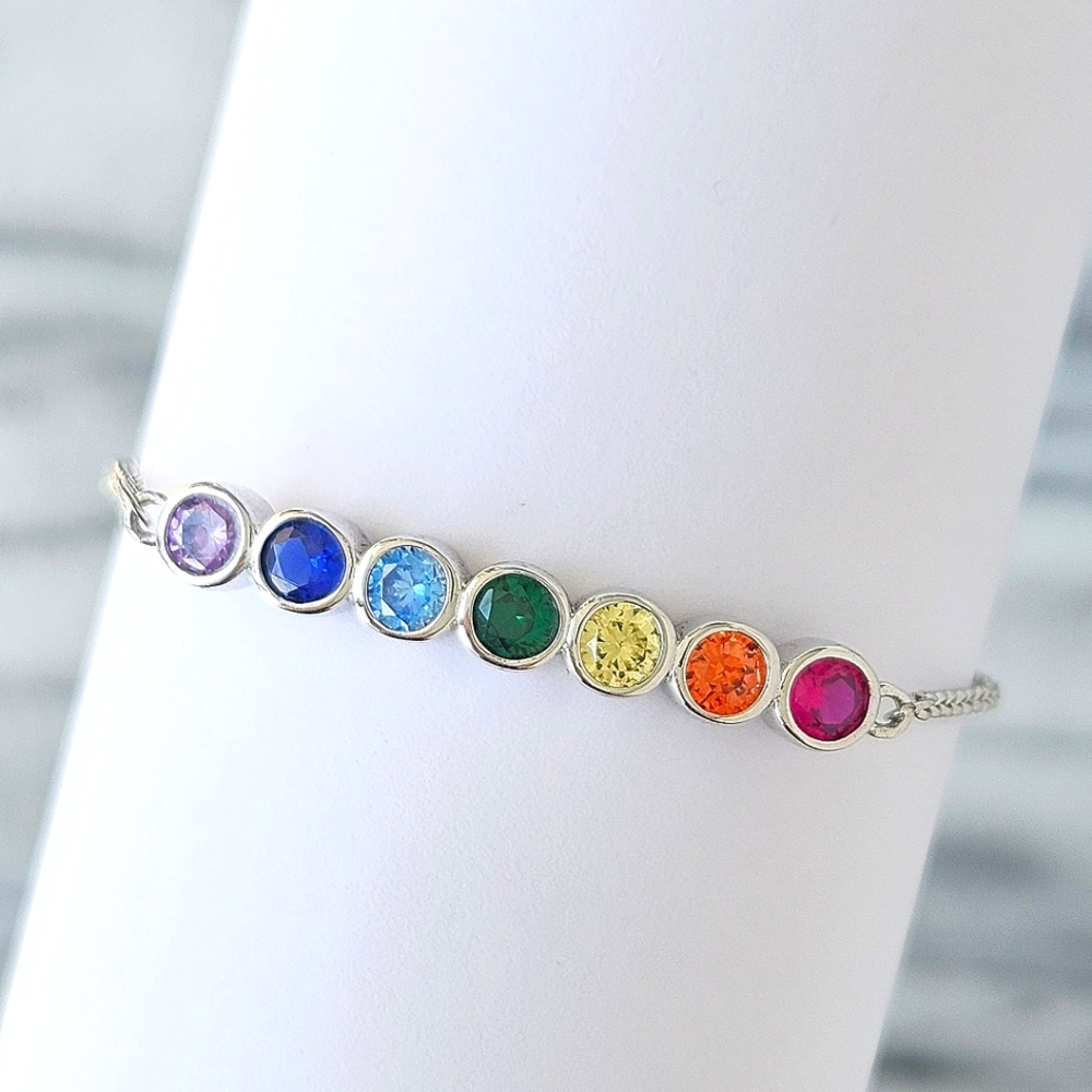 925 Sterling Silver Multicolor Gemstone Bracelet, Charmed Aroma Rainbow …
